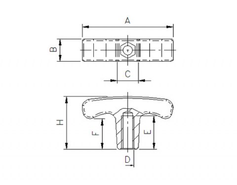 Handgriff TB (T-Griff) - Technische Zeichnung | Kuala Kunststofftechnik GmbH