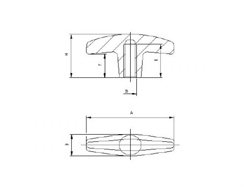 Handgriff TIR (T-Griff) - Technische Zeichnung | Kuala Kunststofftechnik GmbH