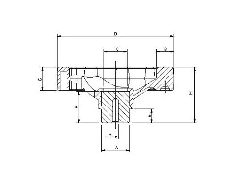 Handrad V3RA - Technische Zeichnung | Kuala Kunststofftechnik GmbH