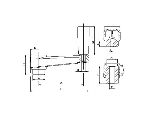 Handkurbel MH MEP - Technische Zeichnung | Kuala Kunststofftechnik GmbH