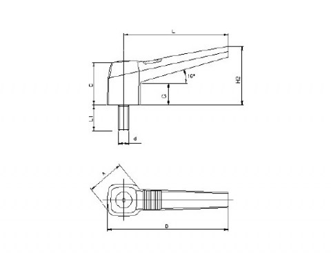 Klemmhebel KFP - Technische Zeichnung | Kuala Kunststofftechnik GmbH