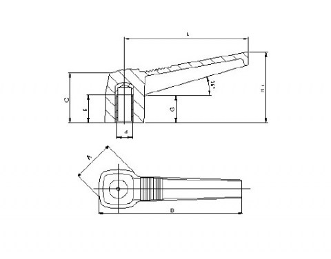 Klemmhebel KFB - Technische Zeichnung | Kuala Kunststofftechnik GmbH