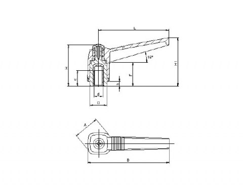 Klemmhebel KRBX - Technische Zeichnung | Kuala Kunststofftechnik GmbH