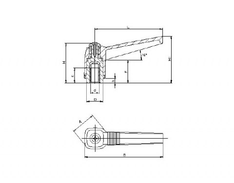 Klemmhebel KRB - Technische Zeichnung | Kuala Kunststofftechnik GmbH