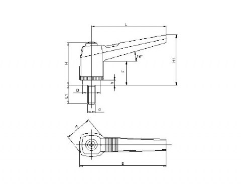 Klemmhebel KRP - Technische Zeichnung | Kuala Kunststofftechnik GmbH