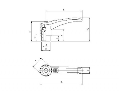 Klemmhebel LRB - Technische Zeichnung | Kuala Kunststofftechnik GmbH