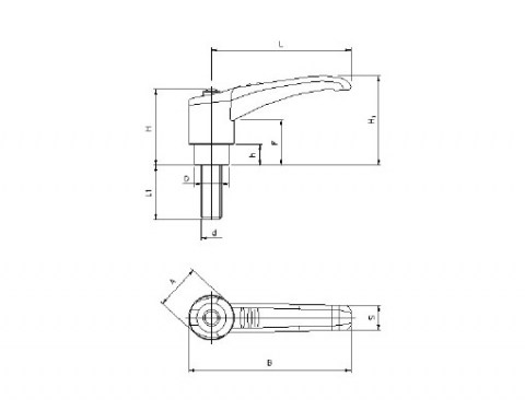 Klemmhebel LRP - Technische Zeichnung | Kuala Kunststofftechnik GmbH