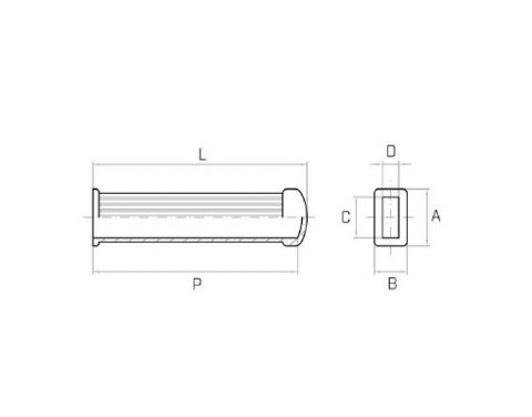 Griff MPV 28x105 für Flachmaterial - Technische Zeichnung - Standgriff für Flachmaterial | Kuala Kunststofftechnik GmbH