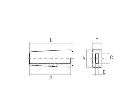 Griff MPV 29x70 für Flachmaterial - Technische Zeichnung - Standgriff für Flachmaterial | Kuala Kunststofftechnik GmbH
