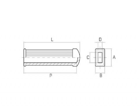 Griff MPV 34x108 für Flachmaterial - Technische Zeichnung - Standgriff für Flachmaterial | Kuala Kunststofftechnik GmbH