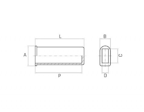 Griff MPV 38x92 für Flachmaterial - Technische Zeichnung - Standgriff für Flachmaterial | Kuala Kunststofftechnik GmbH