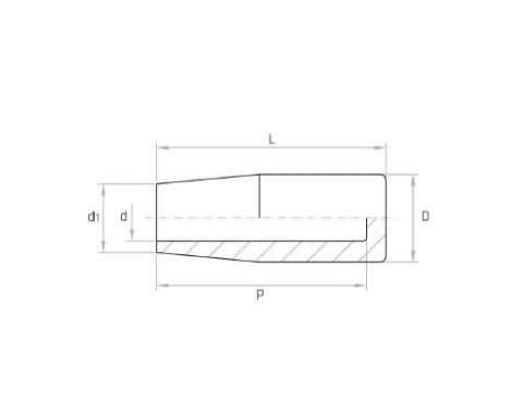 Griff MVP 23x60 Außengeometrie - Technische Zeichnung - Handgriff | Kuala Kunststofftechnik GmbH