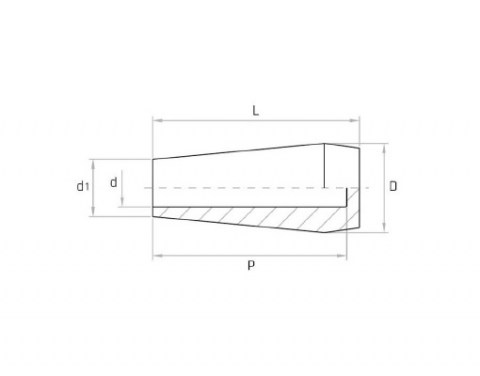 Griff MVP 28x65 Außengeometrie  - Technische Zeichnung - Handgriff | Kuala Kunststofftechnik GmbH