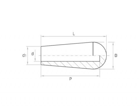 Griff MVP 28x68 Außengeometrie - Technische Zeichnung - Handgriff | Kuala Kunststofftechnik GmbH