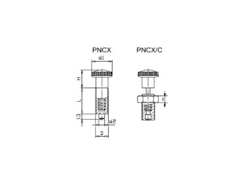 Rastbolzen PNCX - Technische Zeichnung | Kuala Kunststofftechnik GmbH