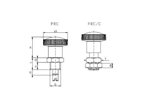 Rastbolzen PRC - Technische Zeichnung | Kuala Kunststofftechnik GmbH