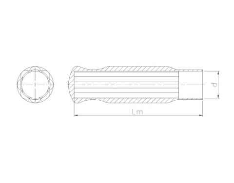 SIRIUS - Griff mit Rillen - Technische Zeichnung | Kuala Kunststofftechnik GmbH
